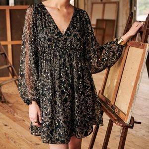 Sezane Evely Silk Black Dress